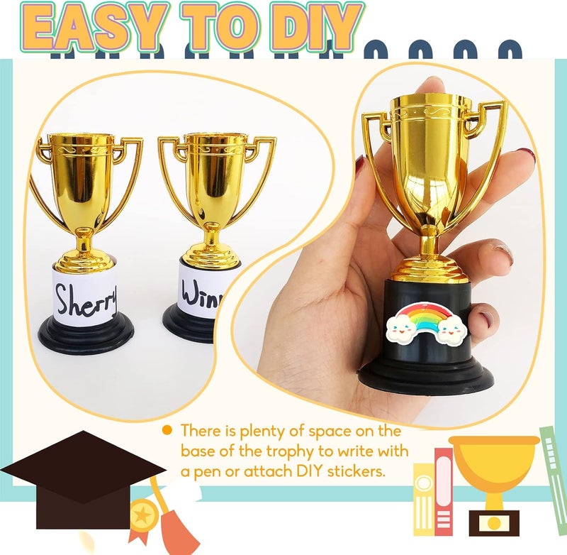 Jizvxe 24 Pack Mini Trophies for Kids Awards,Plastic Gold Award Trophy Cups,Golden Award Trophy Cups Set,Gold Participation Trophys Cup for Party Favors,Rewards,Props,Sports,Competitions(4 in) - Image 4
